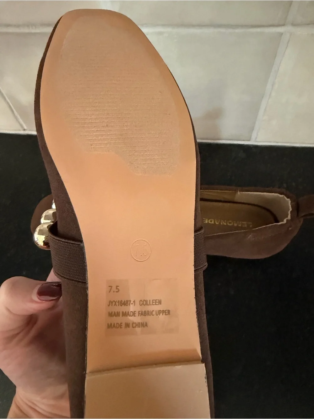 Womens Brown Suede Loafers with Gold Stud Detail